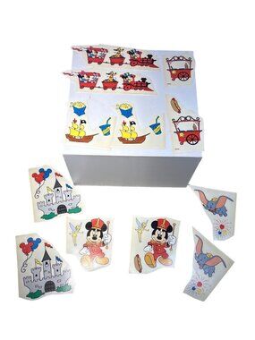 Vintage Disney Stickers Decals Castle Dumbo Mickey Hot Dog Cart Train Lot Of 12